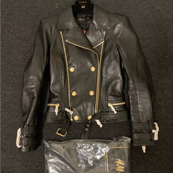 H&M Balmain leather jacket size US 4 AU 6. Never worn. - Picture 6 of 6